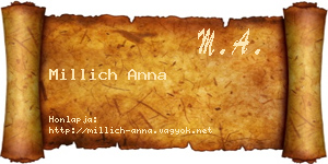 Millich Anna névjegykártya